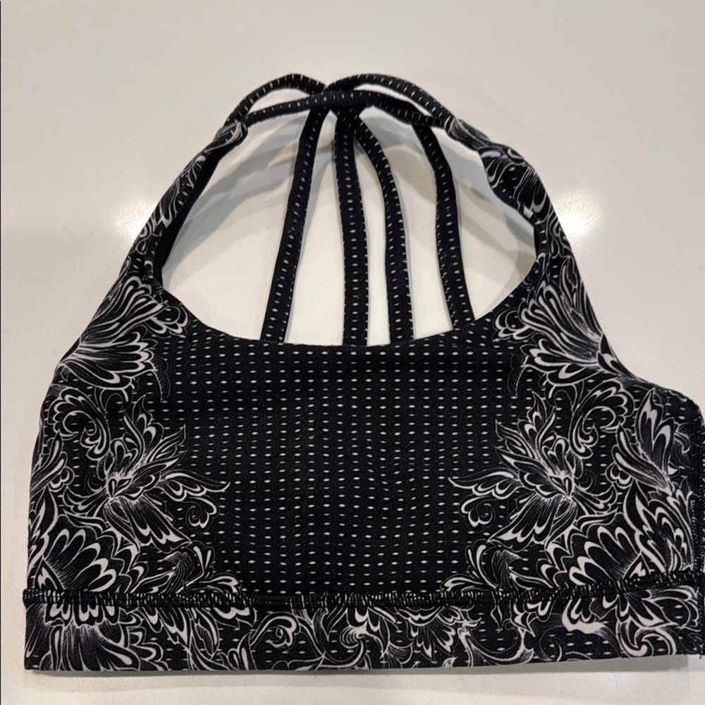 Lululemon Black and White Strappy Sports Bra